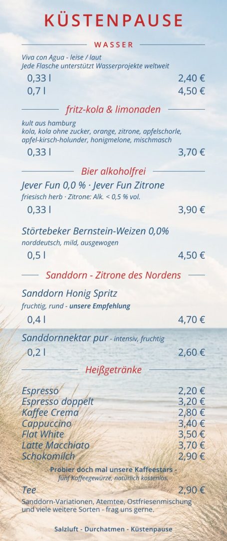  Getränkekarte der Küstenpause